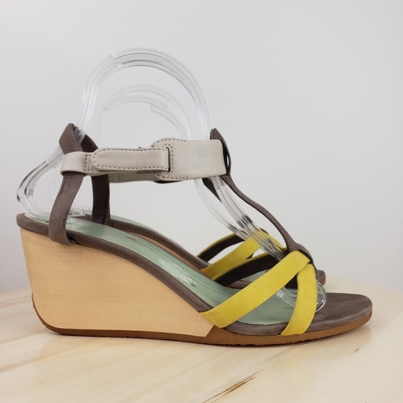 Camper Laura Multicolor Wedge Sandals Size 39 Wooden Wedge Color Block Coastal - Picture 6 of 15